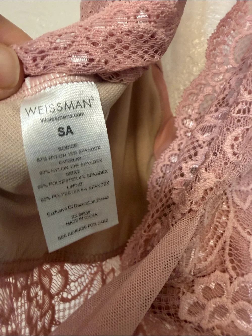 WEISSMAN Dance blush pink lyrical contemporary lace slip dres Jealous D11787 SA
